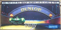 Affiche Ancienne Auto 24 Heures Du Mans Dunlop Jaguar Delarue Nouvellière 1956