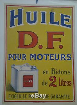 Affiche Ancienne Automobile Huile Df Moteur Desmarais Paris Imp Pichot