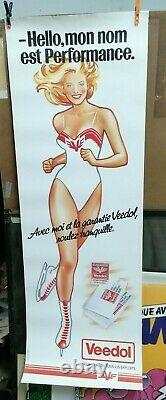 Affiche Ancienne Automobile Huile Veedol Garage Pin Up Patinage Sur Glace