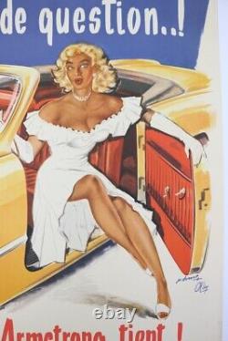 Affiche Ancienne Automobile Pin Up Okley Dumont Armstrong Amortisseur 1950