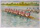 Affiche Ancienne Aviron Huit 8 Barré Sport Nautique Rowing Ci 1900