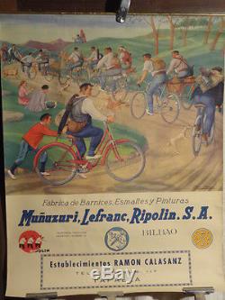 Affiche Ancienne Basque Arrue Cycles Rare