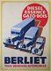Affiche Ancienne Berliet Vehicules Automobiles Diesel Essence Gazo-bois Ci 1940
