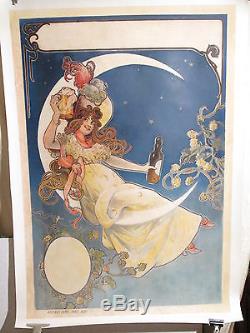 Affiche Ancienne Biere Tamagno Femme Lune Superbe
