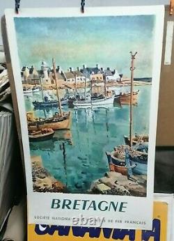 Affiche Ancienne Bretagne S N C F 1970 Curia