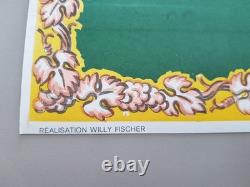 Affiche Ancienne CARTE DES VINS D'ALSACE 1960