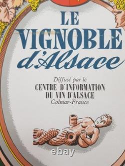Affiche Ancienne CARTE DES VINS D'ALSACE 1960