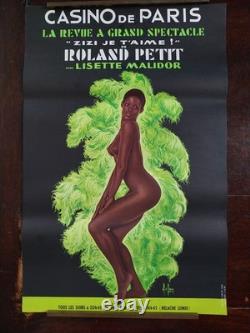 Affiche Ancienne Cabaret Revue Parisienne Signee Aslan Lisette Malidor Casino