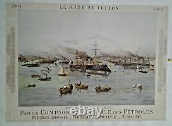Affiche Ancienne Calendrier 1904 Rade De Toulon Cie Des Petroles
