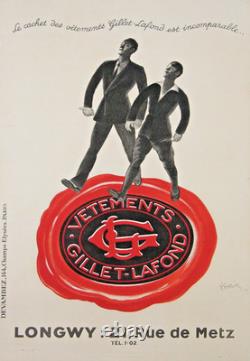 Affiche Ancienne Cappiello 1934 Vetements Gillet Lafond Longwy