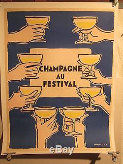 Affiche Ancienne Champagne Festive