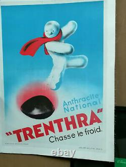 Affiche Ancienne Charbon Anthracite Trenthra Chasse Le Froid Imp Boutin Paris
