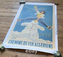 Affiche Ancienne Chemins De Fer Algeriens Sports D'hiver Chrea