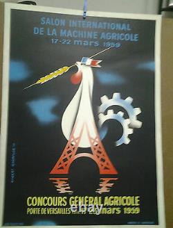 Affiche Ancienne Concours General Agricole Porte De Versailles 1959 Tour Eiffel