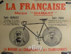 Affiche Ancienne Cycles La Francaise Champions Georget Friol