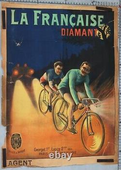Affiche Ancienne Cycles La Francaise Diamant Course Paris -brest Paris 1911