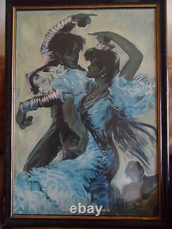 Affiche Ancienne Danse Flamenco Andalou Gitane De P. Clapera Rosario Et Antonio