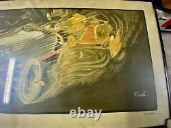 Affiche Ancienne De Publicité De Fernel Circa 1910 Courses Automobiles