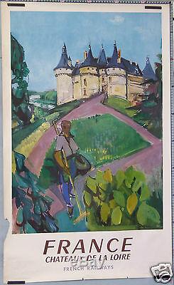 Affiche Ancienne Despierre 1953 French Railways France Chateau De La Loire