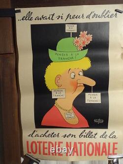 Affiche Ancienne Dubout Loterie Nationale Femme Marrant