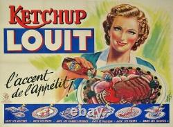 Affiche Ancienne Entoilee Raoul Auger Ketchup Louit Circa 1950