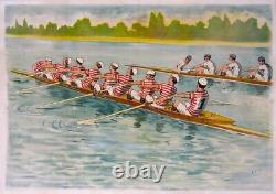 Affiche Ancienne Entoilee Schnebel 1895 Sport IM Bild Aviron 8 Barré