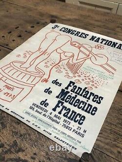 Affiche Ancienne Fanfares De Médecine De France 1973 Paris Salpétriere Erotica