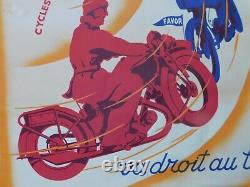 Affiche Ancienne Favor Circa 1925 Cycles Velomoteurs Motos / Original