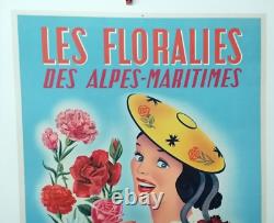 Affiche Ancienne Floralies Alpes Maritimes Nice 1953 R Accart