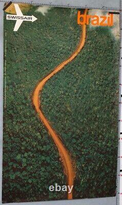 Affiche Ancienne Georg Gerster 1971 Swissair Brazil Mato Grosso Rain Forest