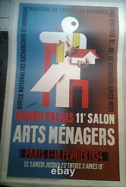 Affiche Ancienne Grand Palais Arts Menagers Paris 1934 Nathan