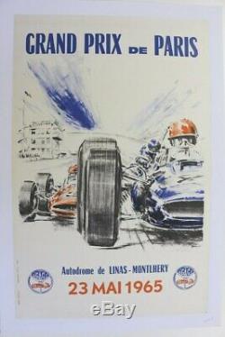 Affiche Ancienne Grand Prix Paris Autodrome Linas Montlhery 23 Mai 1965