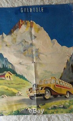 Affiche Ancienne Grenoble Autocars Ricou