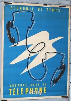 Affiche Ancienne Guy Georget Circa 1950-70 Abonnez Vous Au Telephone