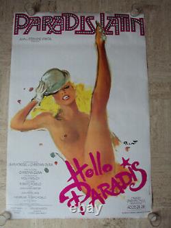 Affiche Ancienne Hello Paris Paradis Latin Brenot 1987 120 X 80 CM Cabaret