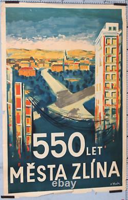 Affiche Ancienne Hroch 1947 550 Let Mesta Zlína Ceská Republika Czech Republic
