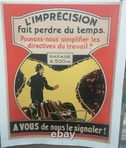 Affiche Ancienne Il'imprecision Fait Perdre Du Temps Automobile Pub Garage