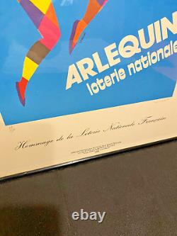 Affiche Ancienne La Loterie Nationale Encadree Arlequin Lesourt 1980 N° 65/100