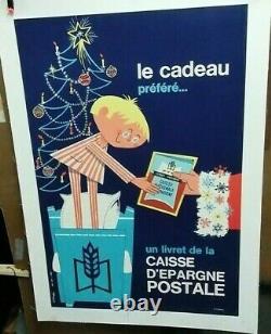 Affiche Ancienne Le Cadeau Prefere Livret Caisse D' Epargne Noel J Tuloup 1965