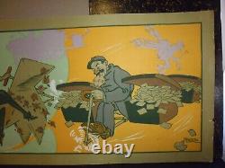 Affiche Ancienne Lithographie Édouard Bernard Caricature Aviation guerre 14-18