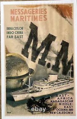 Affiche Ancienne Messageries Maritimes' Albert Brenet' India Ceylan Indo China