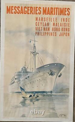 Affiche Ancienne Messageries Maritimes Jean Des Gachond