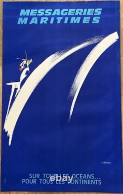 Affiche Ancienne Messageries Maritimes'lefort' Sur Tous Les Océans