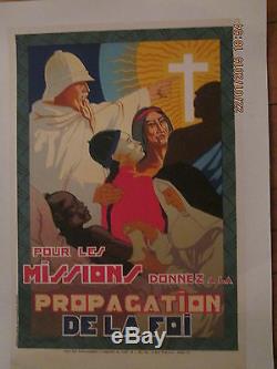 Affiche Ancienne Missions Catholicisme Colonies