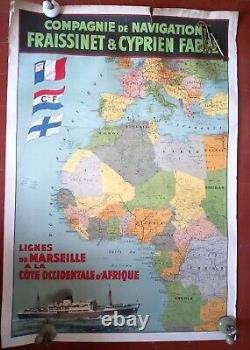 Affiche Ancienne Navigation Marseille/Côte Occiendentale D'Afrique