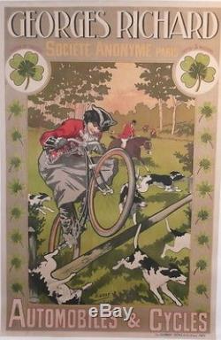 Affiche Ancienne Old Poster Cycles Autos Georges Richard Ivry Chasse A Courre