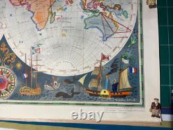 Affiche Ancienne Originale Années 50 Planisphère Aviation TAI Luc Marie BAYLE