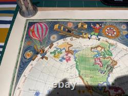 Affiche Ancienne Originale Années 50 Planisphère Aviation TAI Luc Marie BAYLE