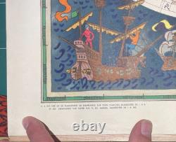 Affiche Ancienne Originale Années 50 Planisphère Aviation TAI Luc Marie BAYLE