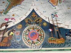 Affiche Ancienne Originale Années 50 Planisphère Aviation TAI Luc Marie BAYLE